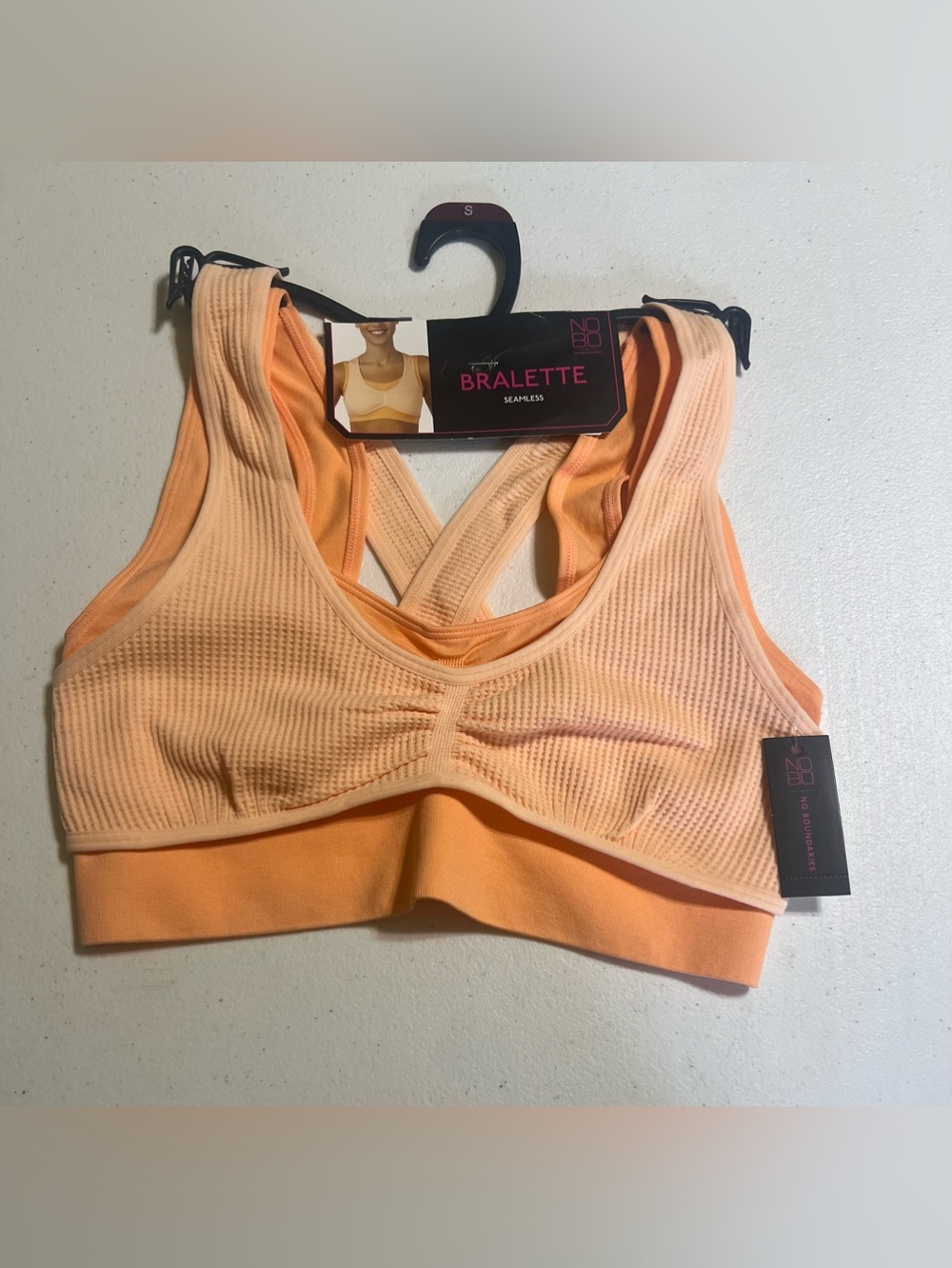 NOBO Juniors Small Duo Silhouette Seamless Bralette Peach Color NEW NWT